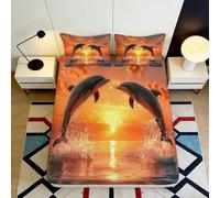 3D Printed Sea Turtle Fitted Sheet Microfiber Deep Pocket Full Wrap Bedroom Bedding Turtle Mattress Fitted Cover Washable Small Double（140x200cm）