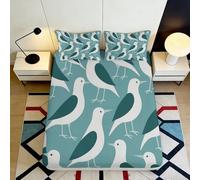 3D Printed Seagull Pattern Fitted Sheet Microfiber Deep Pocket Non-Slip Bedroom Bedding Seagull Mattress Fitted Cover 90x200x25cm
