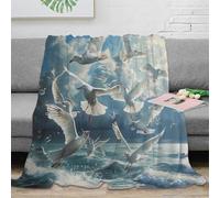 3D Printed Seagulls in flight Blanket Ultra Soft Microfiber Bedding Warm Cosy Realistic ocean scene Throw Blanket Thoughtful Gift for Friends Families Loved Ones 70×80inch(180x200cm)