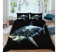 3D Printed Shark Duvet Cover Set Double size,Soft Microfiber Hypoallergenic Marine Animals Bedding Set with Pillowcase, Quilt Cover with Zipper for Kids, Teens, Adults2e150