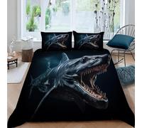 3D Printed Shark Duvet Cover Set Single size,Soft Microfiber Hypoallergenic Ocean Animals Bedding Set with Pillowcase, Quilt Cover with Zipper for Kids, Teens2e156