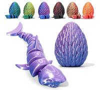 3D Printed Shark Egg Figurine with Full Articulated Shark Inside, Mystery Crystal Shark Flexible Statue, Surprise Egg Fidget Shark, Home Office Desk Decor Adult Gift (Pink & Purple Gradient)