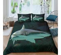 3D Printed Shark Ocean Duvet Cover, Microfiber Comforter Cover Hidden
