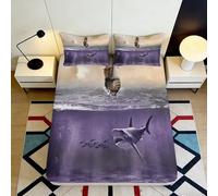 3D Printed Shark Ocean Fitted Sheet Microfiber Soft Anti-Slip Underwater Predator Bed Cover for Bedroom Guest Room Decor 90x200x25cm