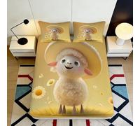 3D Printed Sheep Fitted Sheet, Microfiber Bed Cover, Soft, Non-slip, Home