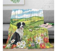 3D Printed Sheep herding dog Home Blanket Microfiber Warm Cosy Bedding Soft Pastoral landscape art Lounge Throw Heartfelt Gift for Families Friends Loved Ones 50x60inch(127x152cm)