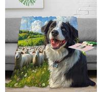 3D Printed Sheep herding dog Home Blanket Microfiber Warm Cosy Bedding Soft Rural pastoral scene Lounge Throw Heartfelt Gift for Families Friends Loved Ones 70×80inch(180x200cm)