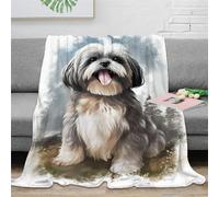 3D Printed Shih Tzu Blanket Soft And Warm Super Soft Cozy Fuzzy Warm Throws with Anti-wrinkle/anti-tarnishing Lightweight Kids Boys Girls Christmas Birthday Present Present 50x60inch(127x152cm)