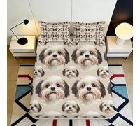 3D Printed Shih Tzu Dog Pattern Fitted Sheet Microfiber Soft Bed Cover for Bedroom Guest Room Decor Mattress Protection 90x200x25cm