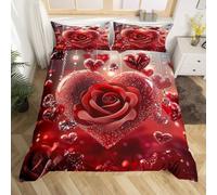 3D Printed Shining Heart Duvet Cover Super King Size For Kids Teens Romantic Roses Bedding Set The Ultra-Soft 3 Pieces includes 1 Quilt Covers 260x220 and 2 Pillowcases K.2814
