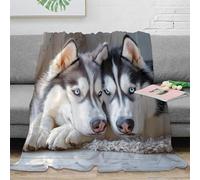 3D Printed Siberian Husky Bedding Throw Microfiber Ultra Soft Warm Bedding Artistic Digital Painting Bedding Blanket Compact Portable for Students Gamers Movie Nights Teens 60x80inch(150x200cm)