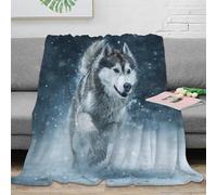 3D Printed Siberian Husky running All Season Blanket Soft Warm Bedding Breathable Winter adventure Bed Blanket Wrinkle Resistant for Young Adults Renters Apartment Dwellers 70×80inch(180x200cm)