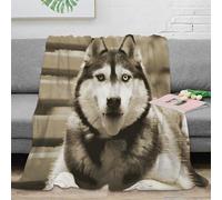 3D Printed Siberian Husky Travel Blanket Microfiber Lightweight Warm Bedding Soft Wilderness Adventure Cosy Throw Machine Washable for Students Campers Travellers Young Adults 40x50inch(100x130cm)