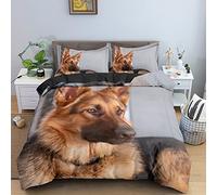 3D Printed Single Duvet Cover Set Grey German Shepherd, Simple Microfiber Single Duvet Cover with 2 Pillowcases 19" x 29", Easy Care Duvet Cover - Suitable for Adults and Children Bedding