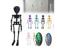 3D Printed Skeleton Fridge Magnet,Color Human Skeleton Magnets-Skeleton Joint Movable,Funny Halloween Magnetic Figurine Decor for Refrigerator, Locker, Desk Multi-Color Spooky Gift (Black)