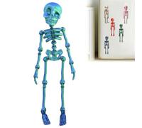 3D Printed Skeleton Fridge Magnet, Mini Skull Fridge Magnets with Movable Joints, Interesting Multi-Color Human Skull Magnetic Decorations, for Halloween Refrigerator (Colorful)