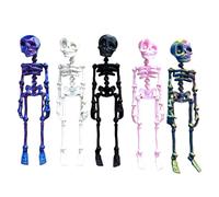 3D Printed Skeleton Magnet | 5 Pieces Posable Skull Fridge Magnets with Movable Joints | Halloween Vintage Multi-Color Human Magnetic Figurine Refrigerator Magnets for Locker, Desk