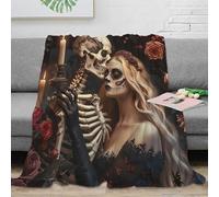 3D Printed skeleton romance Bed Throw Microfiber Ultra Soft Warm Bedding gothic romantic Fluffy Blanket for Friends Colleagues Loved Ones 70×80inch(180x200cm)