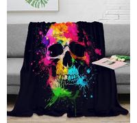 3D Printed Skull Blankets Fluffy Soft Cozy Super Soft Cozy Fuzzy Warm Throws with Anti-wrinkle/anti-tarnishing Lightweight Kids Boys Girls Christmas Birthday Present Present 60x80inch(150x200cm)