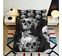 3D Printed Skull Fitted Sheet, Microfiber Bed Cover, Non-slip, Home Decor
