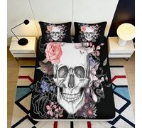 3D Printed Skull, Fitted Sheet Microfiber, Bed Cover, Non-slip, Home Decor