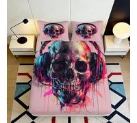 3D Printed Skull Fitted Sheet, Microfiber Bed Cover, Non-slip Home Decor