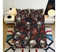 3D Printed Skull Fitted Sheet, Microfiber Bed Cover, non-slip, home decor