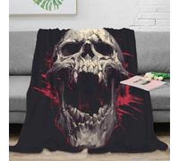 3D Printed Skull graphic Thermal Blanket Microfiber Warm Thermal Bedding Soft Gothic horror Fluffy Blanket Luxurious Gift for Friends Colleagues Loved Ones 40x50inch(100x130cm)