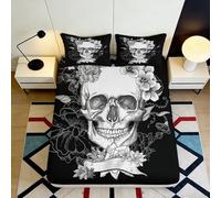 3D Printed Skull Pattern Fitted Sheet, Microfiber, Bed Cover, Non-slip
