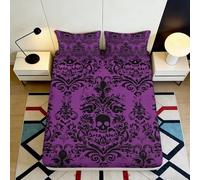 3D Printed Skull Pattern Fitted Sheet, Microfiber, Bed Cover, Non-slip