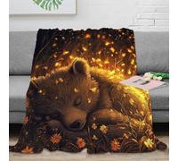 3D Printed sleeping bear Fluffy Blanket Microfiber Ultra Soft Warm Bedding fantasy art Throw Blanket Thoughtful Gift for Friends Colleagues Loved Ones 50x60inch(127x152cm)