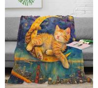 3D Printed sleeping kitten Lounge Throw Microfiber Soft Warm Bedding Breathable fantasy dream art Living Room Throw Wrinkle Resistant Non Pilling for Couples Families Households 60x80inch(150x200cm)