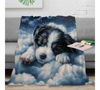 3D Printed Sleeping puppy Thermal Blanket Microfiber Warm Thermal Bedding Soft Fantasy night scene Fluffy Blanket Luxurious Gift for Friends Colleagues Loved Ones 50x60inch(127x152cm)