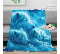 3D Printed Sleeping wolves Living Room Throw Microfiber Warm Soft Bedding Cosy Fantasy night scene All Season Blanket Lightweight Machine Washable for Couples Families Households 40x50inch(100x130cm)