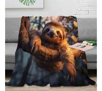 3D Printed Sloth on branch Bed Blanket Soft Cosy Bedding Warm Nature wildlife scene Soft Throw Machine Washable No Shedding for Students Gamers Movie Nights Young Adults 40x50inch(100x130cm)
