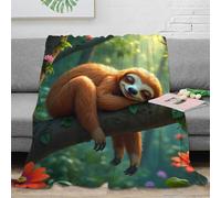 3D Printed Sloth sleeping Couch Blanket Microfiber Ultra Soft Warm Bedding Forest animal illustration Cozy Throw Blanket Wrinkle Resistant Anti Static for Adults Kids Families 80×90inch(200x230cm)