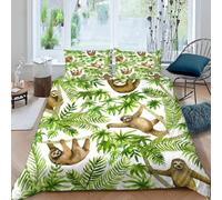 3D Printed Sloth Small Double Bed Duvet Cover Set For Kids Teens Eucalyptus Trees Bedding Set The 3 Pieces includes 1 Quilt Covers 155x220 and 2 Pillowcases K.153