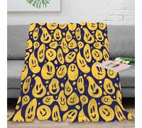 3D Printed Smiley faces Travel Blanket Microfiber Warm Soft Bedding Abstract cartoon pattern Bedding Throw Non Pilling Fade Resistant for Renters Apartment Dwellers Teens 50x60inch(127x152cm)