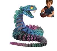 3D Printed Snake, 23.6in 3D Printed Fidget Animals, Articulated With Openable Mouth Retractable Teeth 3d Printed Snakes, Like Movable Snake Realistic Slithering 3d Printed Toys (Blue Purple)