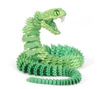 3D Printed Snake 3D Printed Animals 3D Printed Articulated Snake A Snake with Teeth, Perfect Desk Pet for Animal Collectors,3D Printed Snake Toys (Yellow Green)