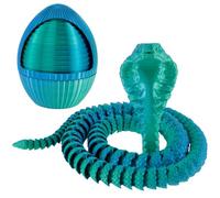 3D Printed Snake in Egg, 3D Snake Eggs with Snake Inside, Colorful Articulated Crystal Snake, Flexible Joints Snake Toy Gift for Autism/ADHD Easter Egg Hunts and Collectors (Snake - Blue)
