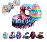 3D Printed Snake in Egg Easter Animals Fidget Toys Large Long 17.7in Articular Mobility Toy for Adults Articulated Flexible Snake Statue Decor for Home and Office Decoration (Rainbow)