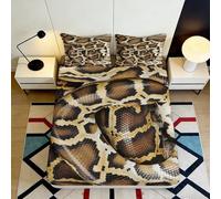 3D Printed Snake Pattern Fitted Sheet Microfiber Soft Brown Python Mattress Cover Anti-Slip Easy Care for Bedroom Decor 90x200x25cm