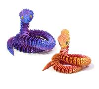 3D Printed Snake Toys, 30 Cm Articulated Flexible 3D Printed Viper Fidget Figurine Snake Animals Ornaments Collectibles Model for Home, Desk Living Room, Bookshelf Deco(Purple Red)