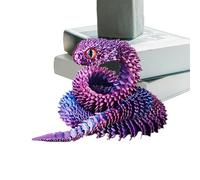 3D Printed Snake Toys - Articulated Flexible Snake Model, 3D Printed Art Realistic Movable vViper Figurine | Creative Resin Desktop Ornament & Fidget Toy for Kids, Teens, and Adults