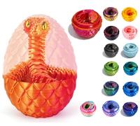 3D Printed Snake Toys, Flexible 3D Eco-Friendly Animal Toy, ADHD Fidget Snake, Unique Desk Pet for Collectors, Stress Relief & Home Decor (red Egg, 11.8')