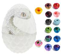 3D Printed Snake Toys, Flexible 3D Eco-Friendly Animal Toy, ADHD Fidget Snake, Unique Desk Pet for Collectors, Stress Relief & Home Decor (White Egg, 11.8')