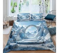 3D Printed Snow Mountain Duvet Cover Set Double size,Soft Microfiber Hypoallergenic Winter Bedding Set with Pillowcase, Quilt Cover with Zipper for Kids, Teens, Adults2e10