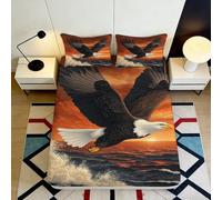 3D Printed Soaring Eagle Fitted Sheet Microfiber Deep Pocket Bedroom Bedding Non-Slip Soaring Eagle Mattress Fitted Cover Washable for Adults Teens 140x200x25cm