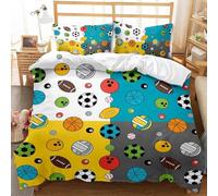 3D Printed Soccer and Basketball Super King Size Duvet Cover Sets Soft Microfibre Sports Theme 3 Piece Bedding Sets Quilt Cover 260x220 cm with Zipper Closure and 2 Pillowcases E.1368